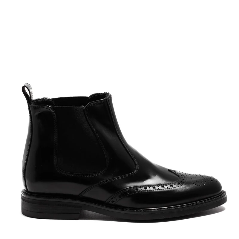 Italian Men Black Vernis Leather Half Boot #3778