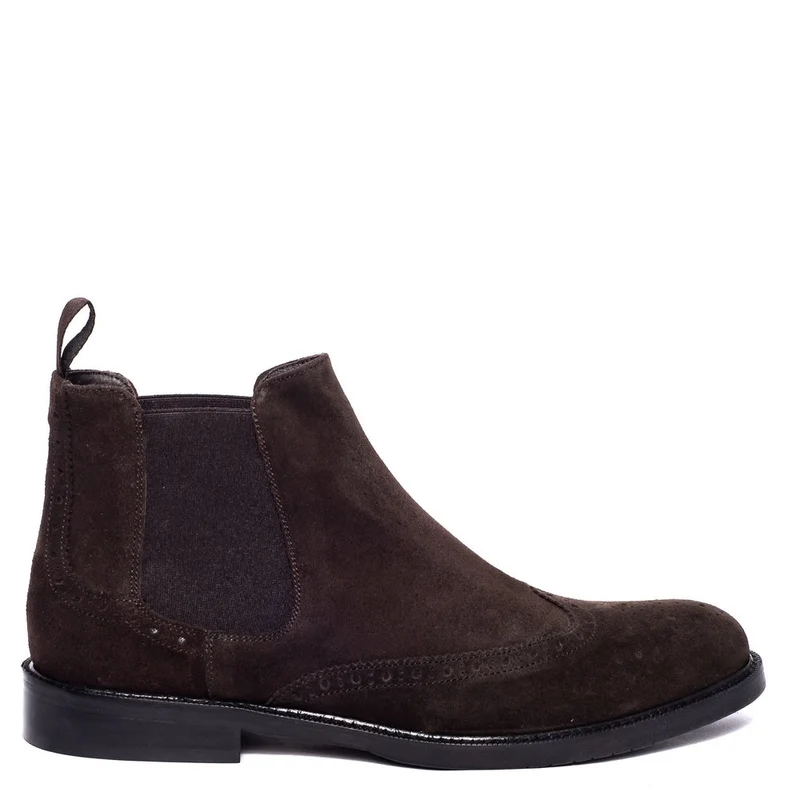 Italian Men Brown Chamois Half Boot #3669