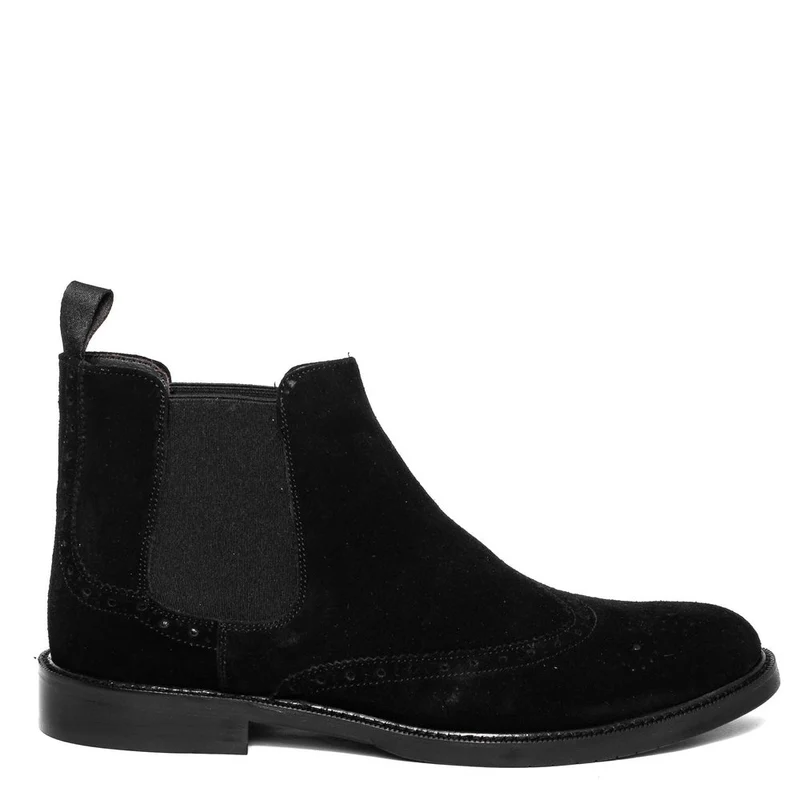 Italian Men Black Chamois Half Boot #3668