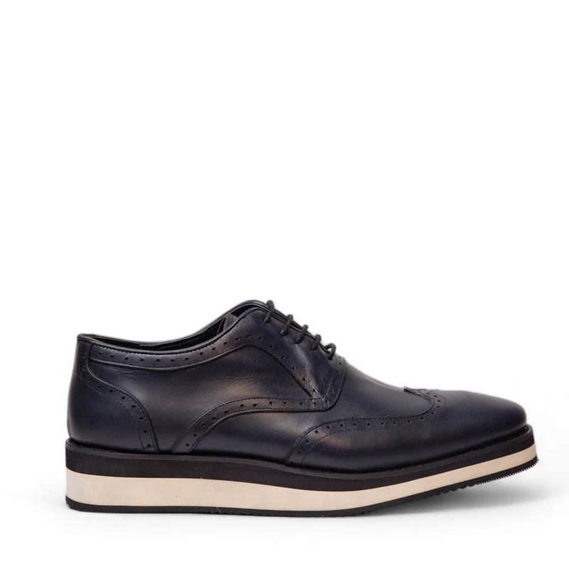 Men Navy Leather Shoes #4528