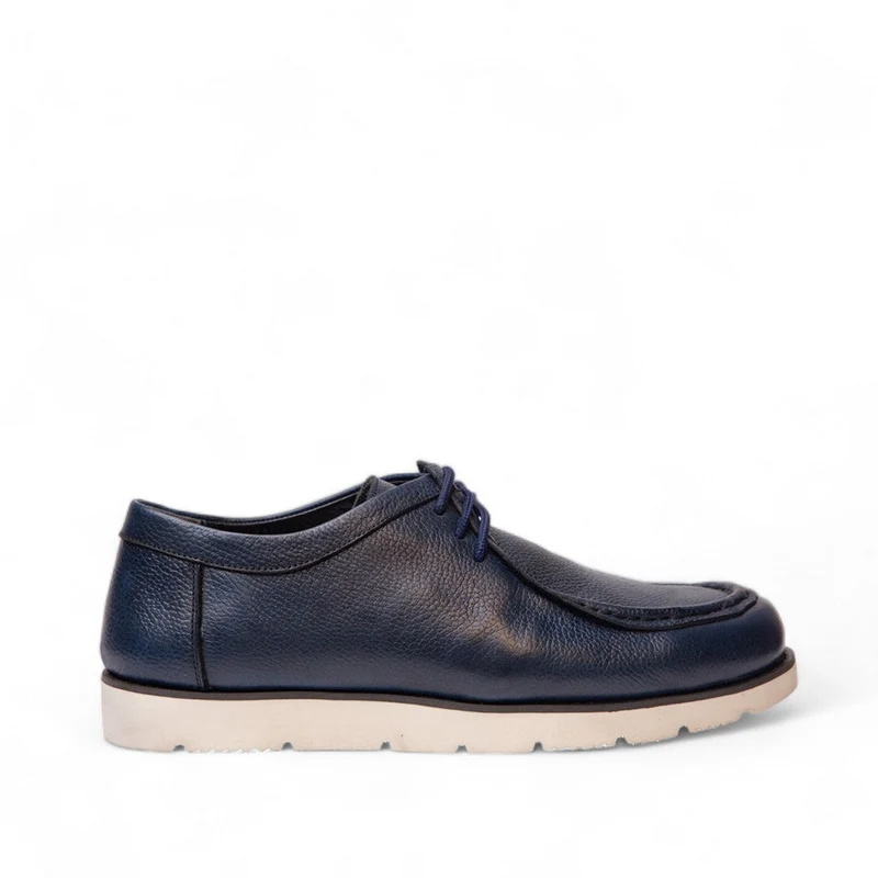Men Navy Leather Shoes #4519