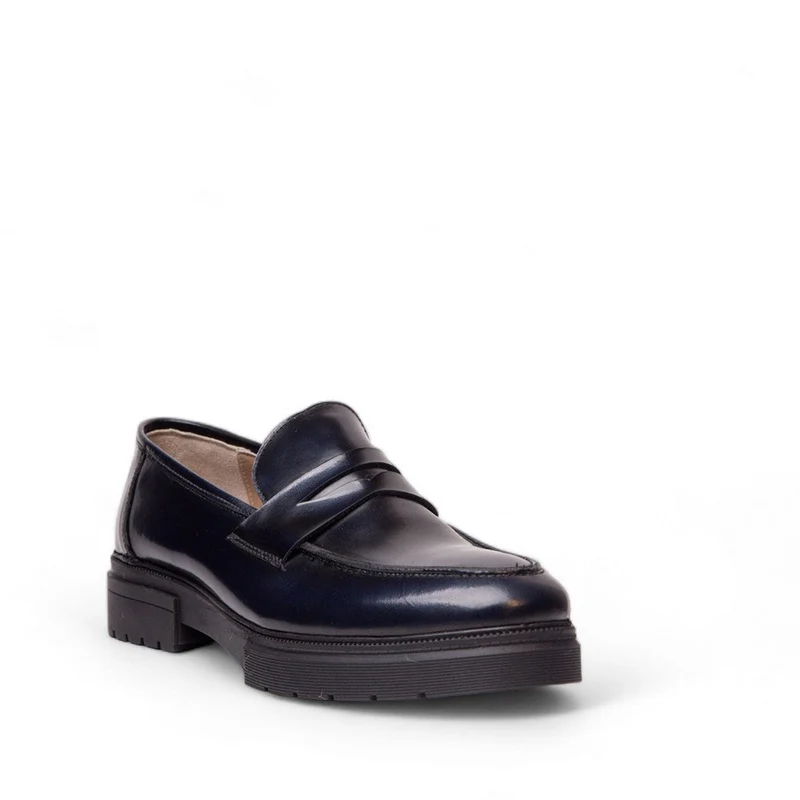 Men Navy Leather Shoes #4513