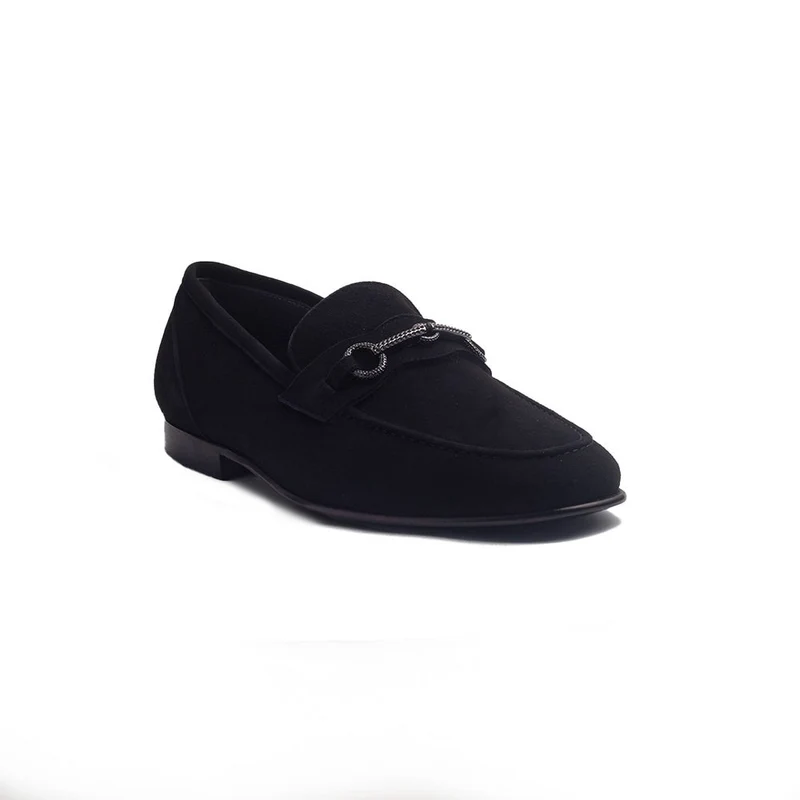 Italian Men Black Chamois Shoes #4159