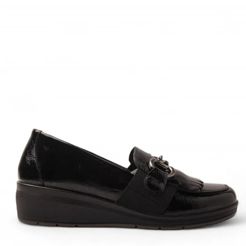 Italian Women Black Vernis Leather Shoes #3618