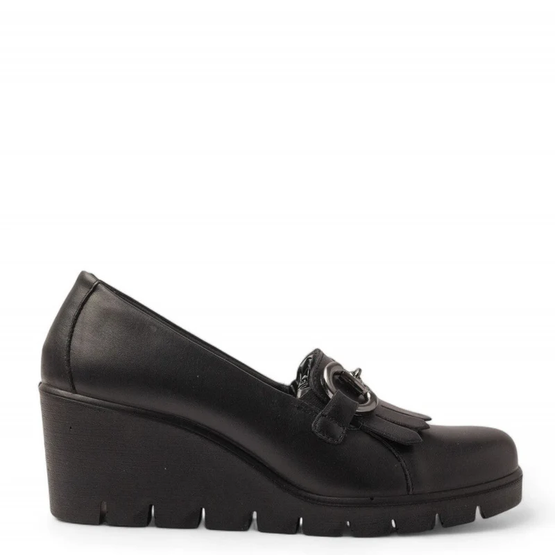 Italian Women Black Leather Shoes #3594