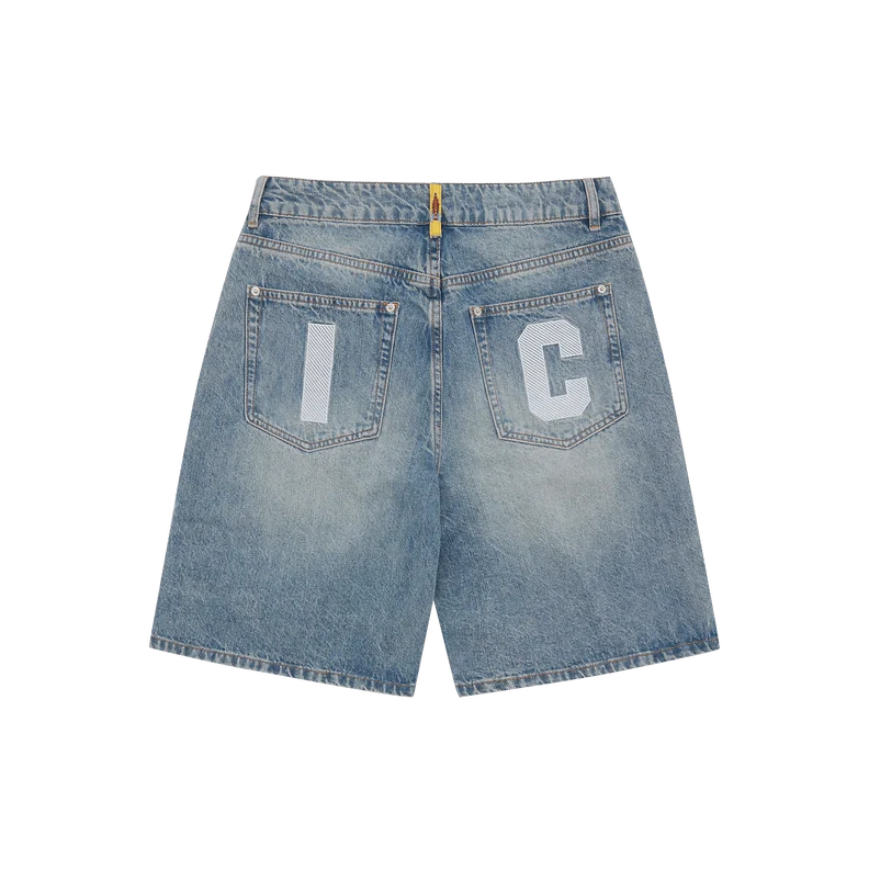 Running Dog Denim Shorts Washed Blue