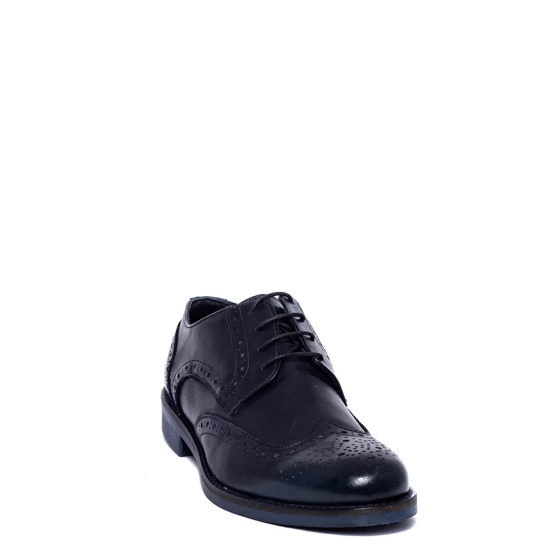 Italian Men Navy Leather Shoes #3682