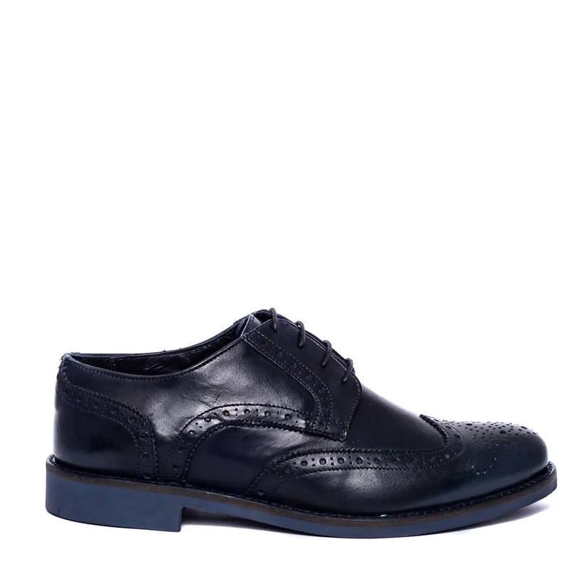 Italian Men Navy Leather Shoes #3682