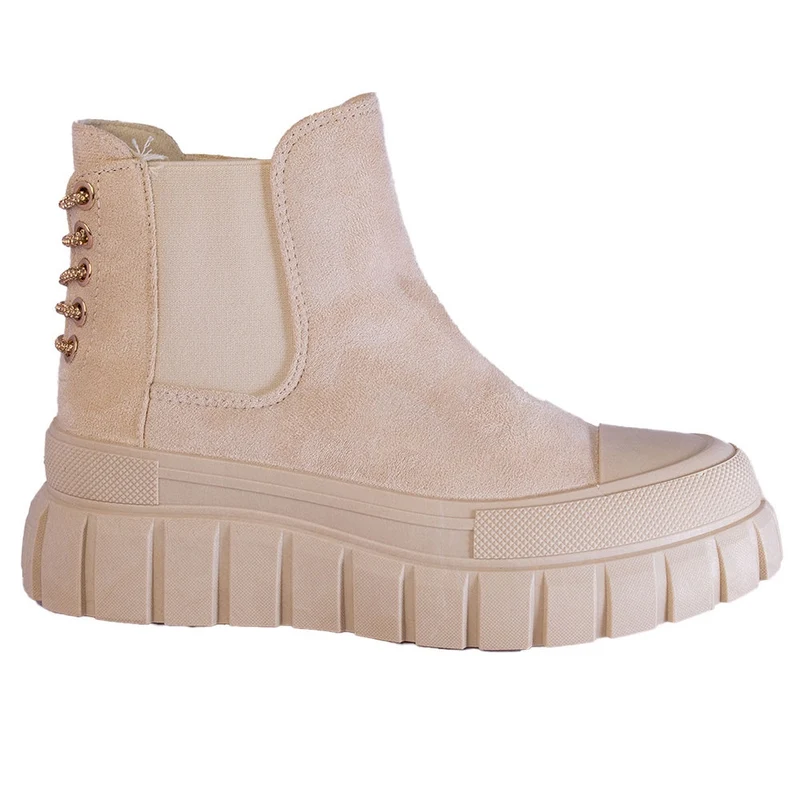 Europeon Union Women Beige Chamois Half Boot #2522