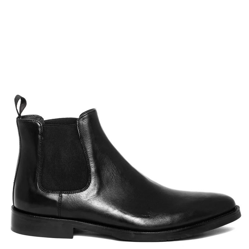 Italian Men Black Leather Half Boot #3666