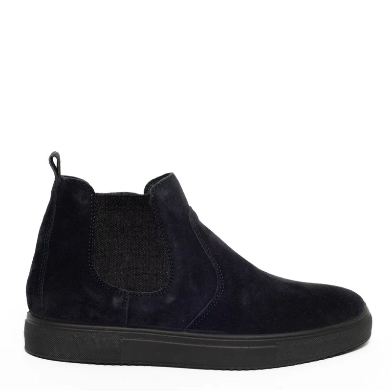Italian Men Dark Blue Chamois Half Boot #3474