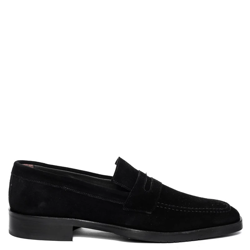 Italian Men Black Chamois Shoes #3675