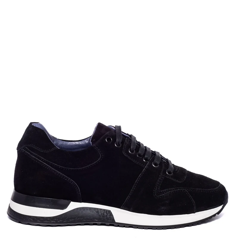 Italian Men Black Chamois Shoes #3616
