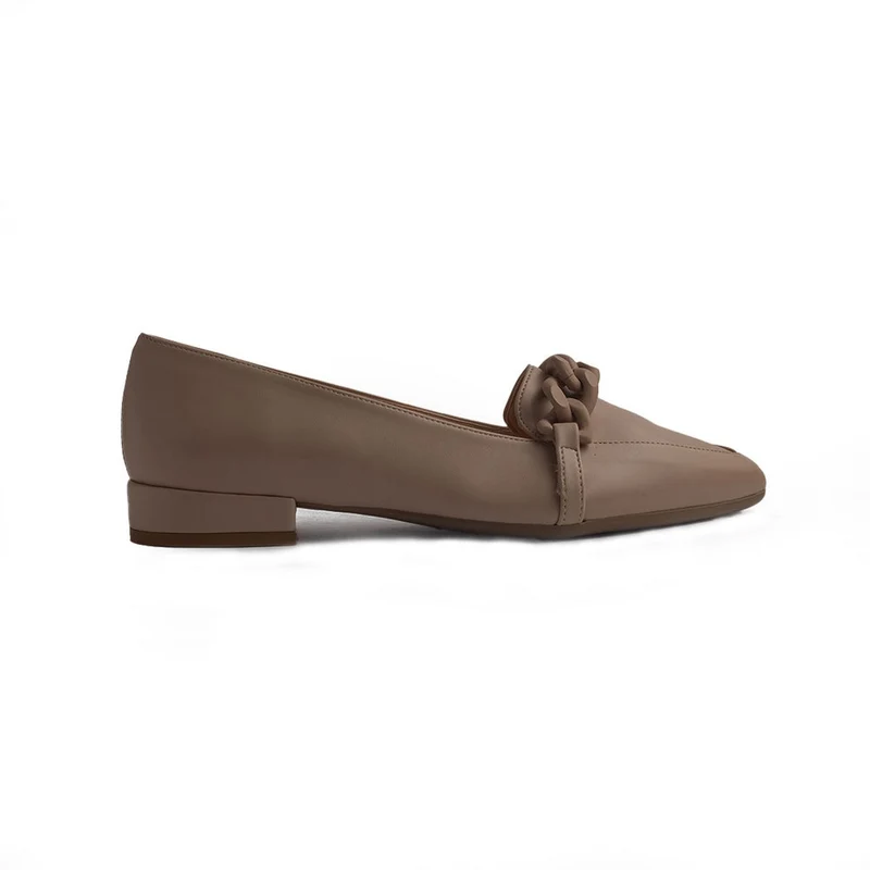Italian Women Beige Leather Shoes #1300