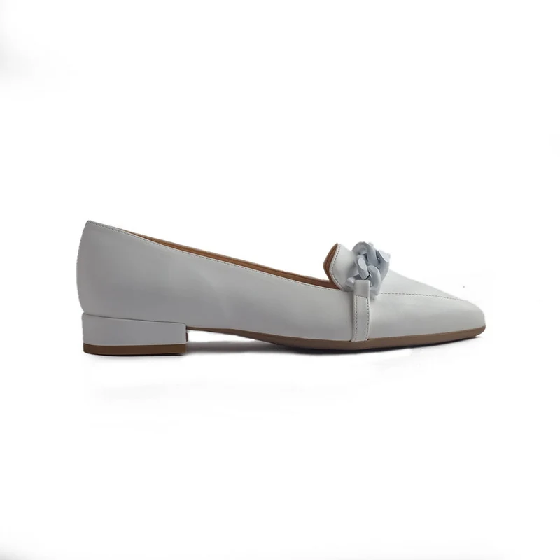 Italian Women White Leather Shoes #1299