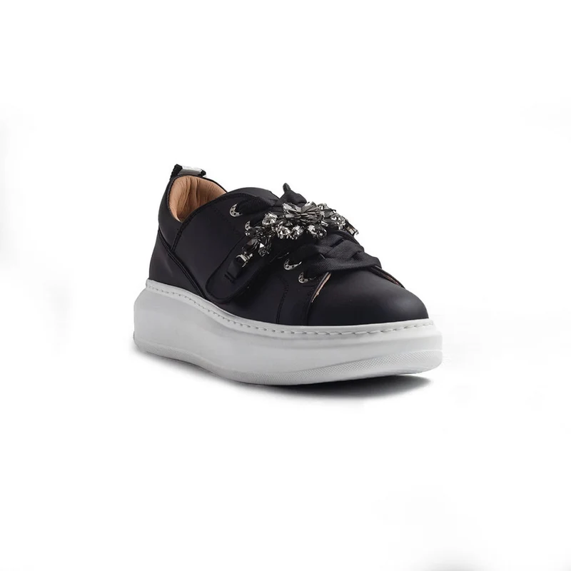 Italian Women Black Leather Shoes #1270