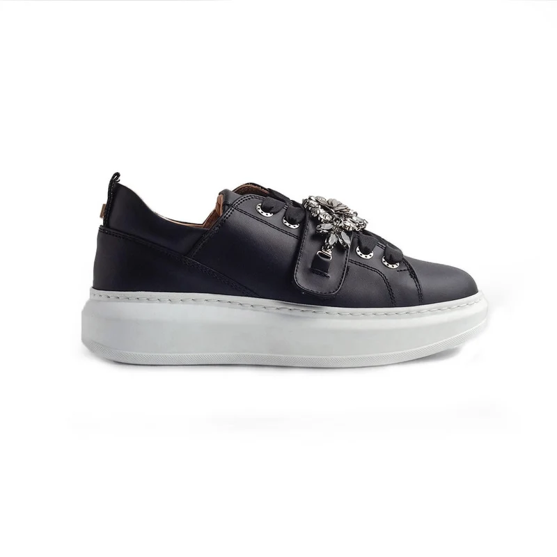 Italian Women Black Leather Shoes #1270