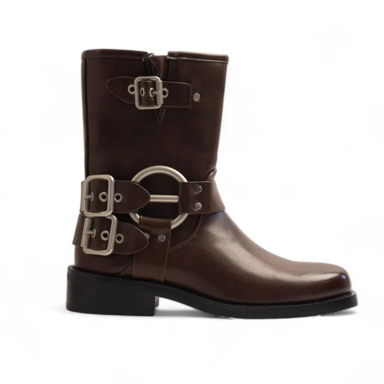 Europeon Union Women Brown Leather Half Boot #3417