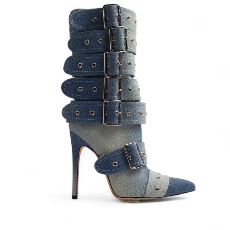 Europeon Union Women Blue Jeans Boot #3382