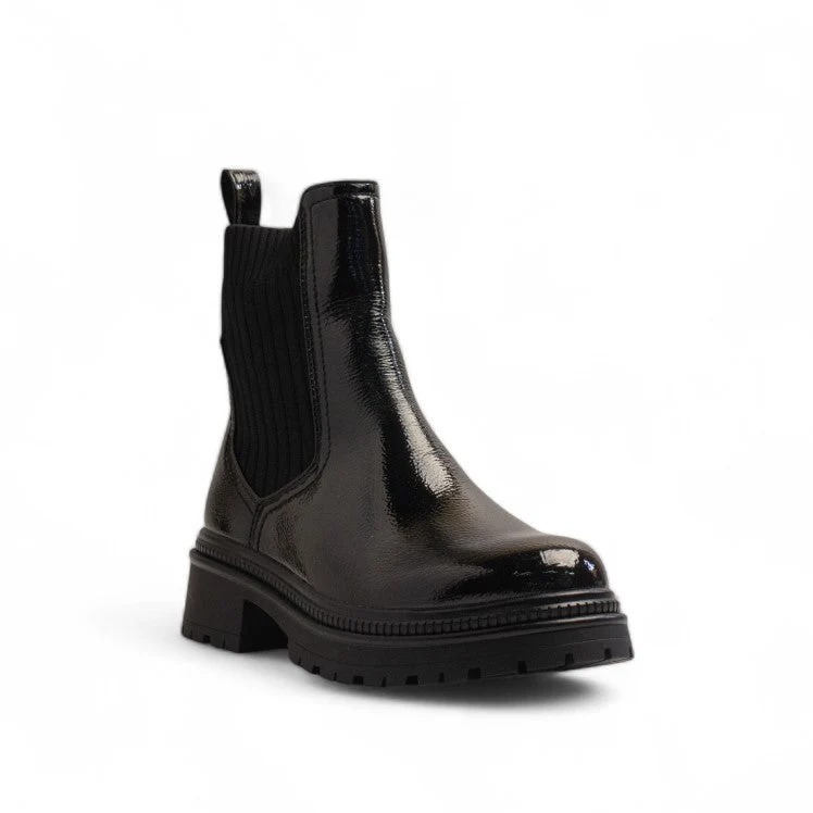 Europeon Union Women Black Vernis Leather Half Boot #3348