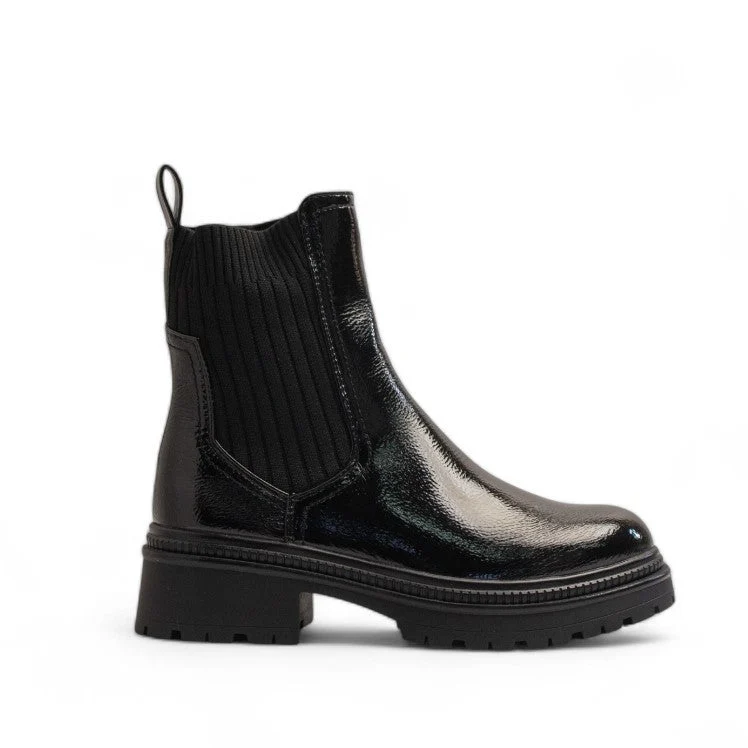Europeon Union Women Black Vernis Leather Half Boot #3348