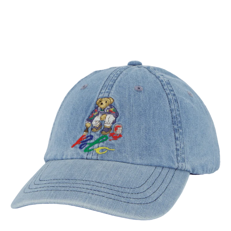 Polo Bear Denim Ball Cap Light Wash Denim