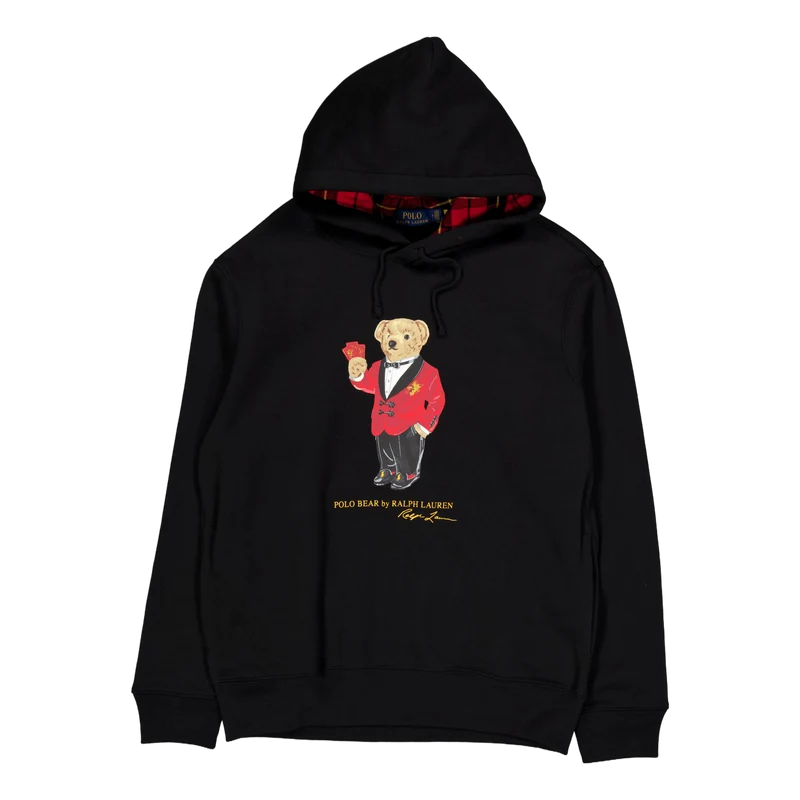 Lunar New Year Polo Bear Fleece Hoodie Polo Black