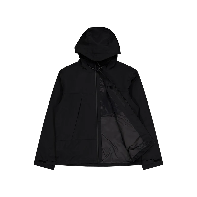 Water-Resistant Hooded Jacket Polo Black