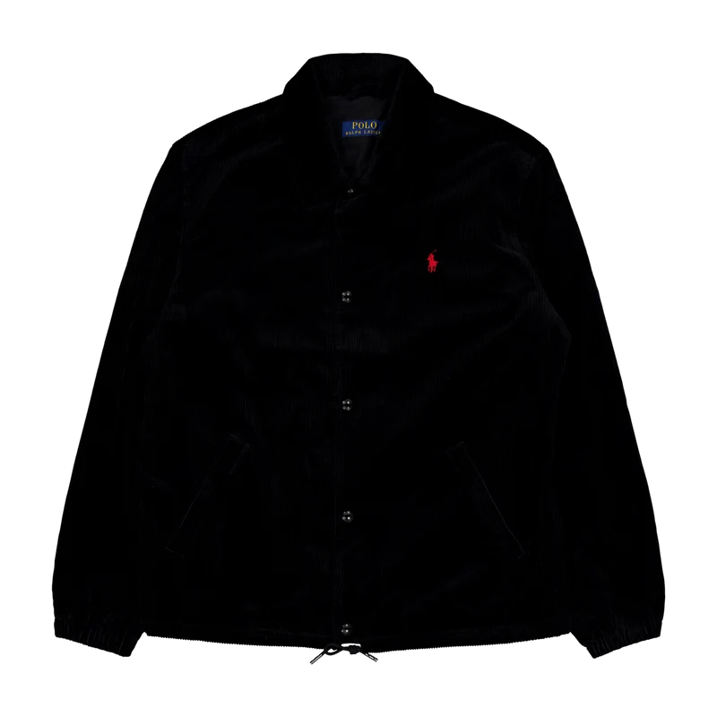 Corduroy Coach Jacket Polo Black