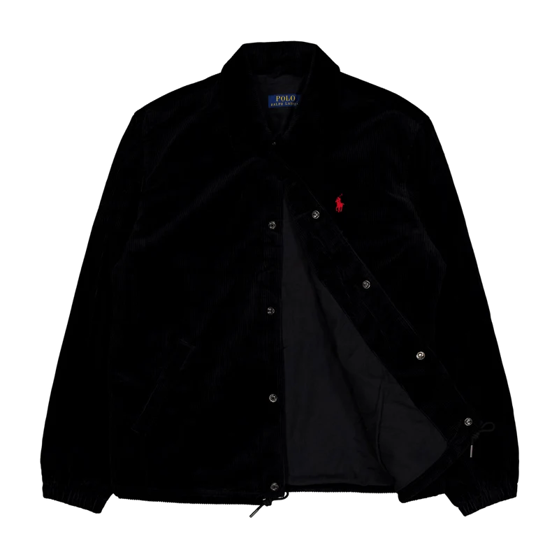 Corduroy Coach Jacket Polo Black