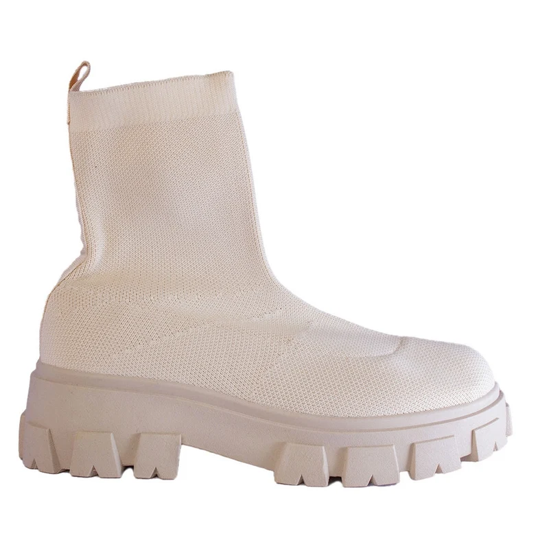Europeon Union Women Off White Cloth Half Boot #2422