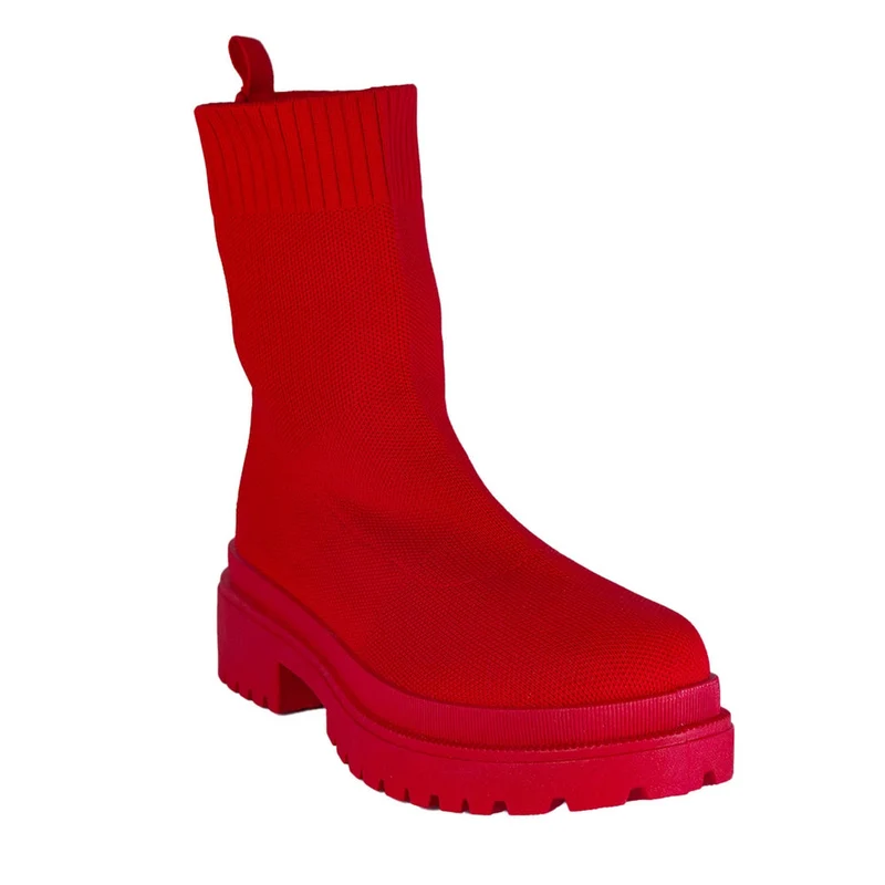 Europeon Union Women Red Cloth Half Boot #2297