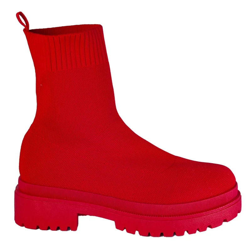 Europeon Union Women Red Cloth Half Boot #2297