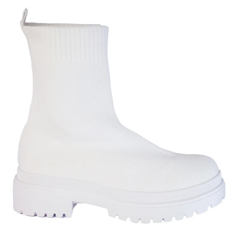 Europeon Union Women White Cloth Half Boot #2295