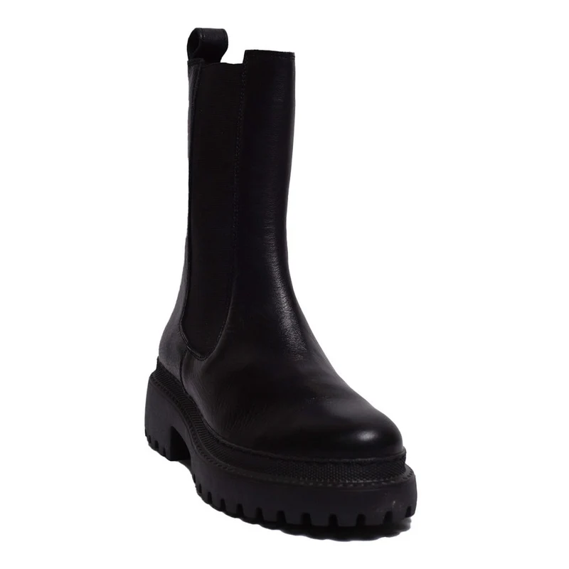 Spanish Women Black Leather Half Boot #0323