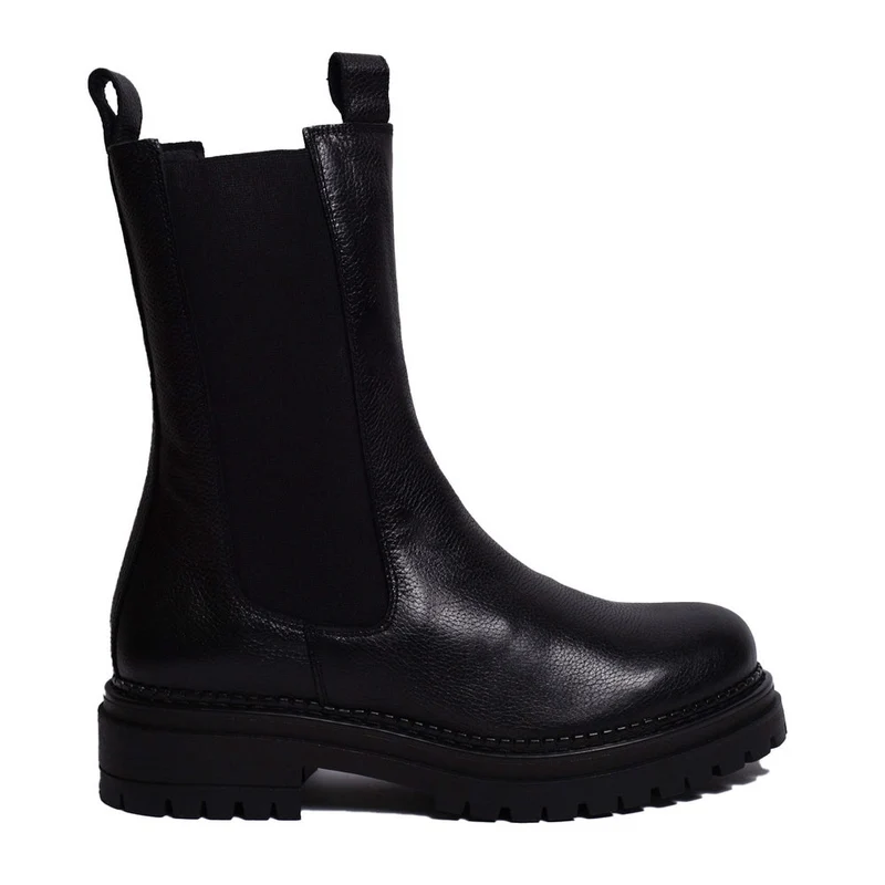Spanish Women Black Leather Half Boot #0312