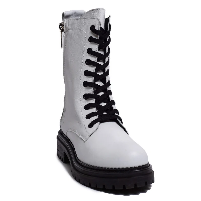 Spanish Women white Leather Half Boot #0307