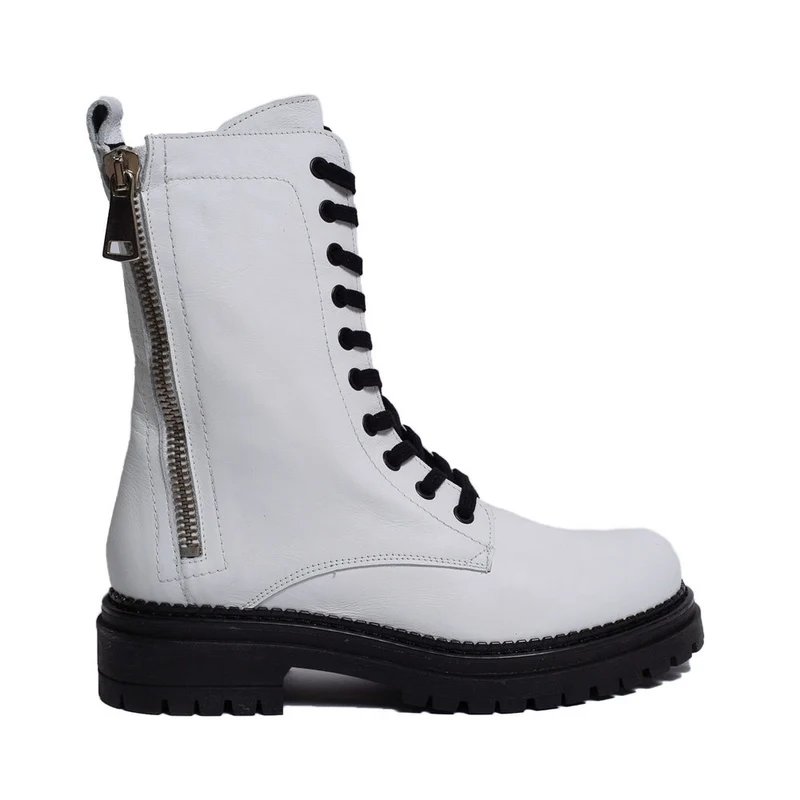 Spanish Women white Leather Half Boot #0307