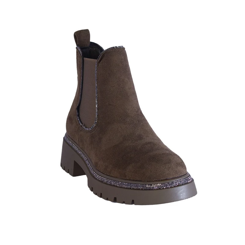 Europeon Union Women Kaki Chamois Half Boot #2341