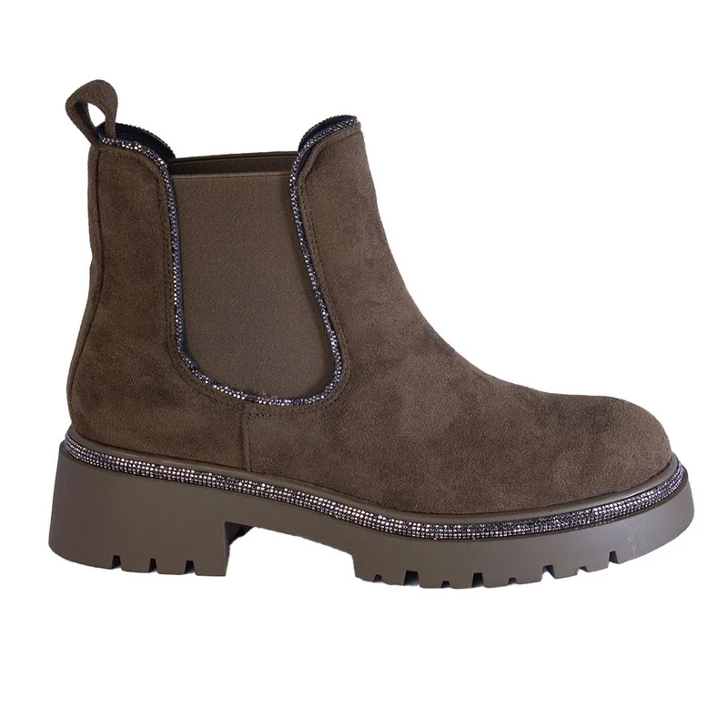 Europeon Union Women Kaki Chamois Half Boot #2341