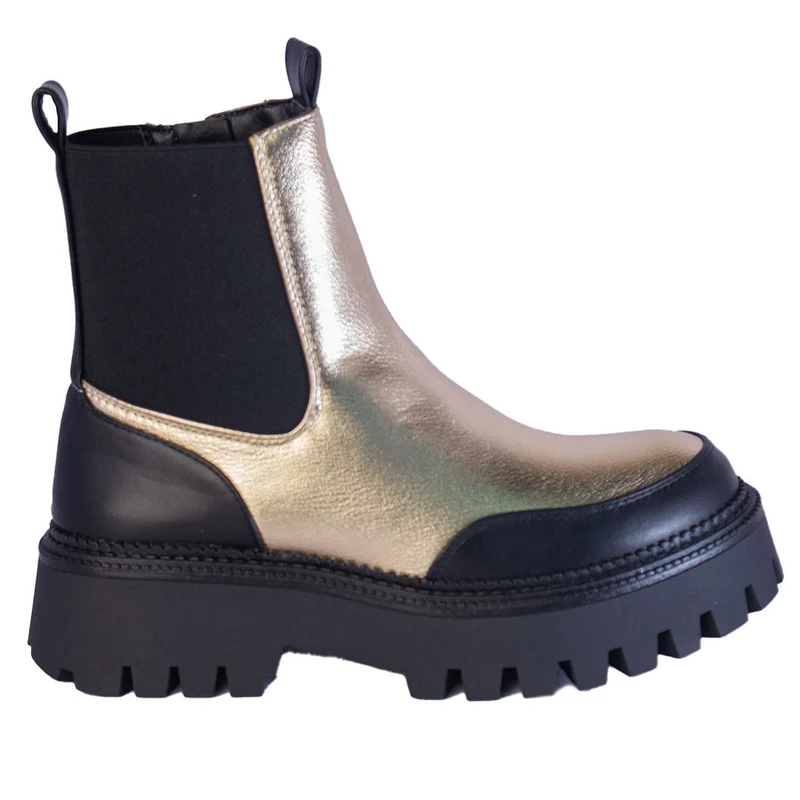 Europeon Union Women Gold Leather Half Boot #2285