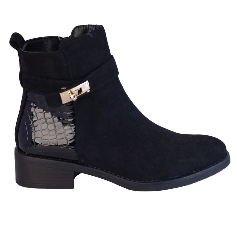 Europeon Union Women Black Chamois Half Boot #2272
