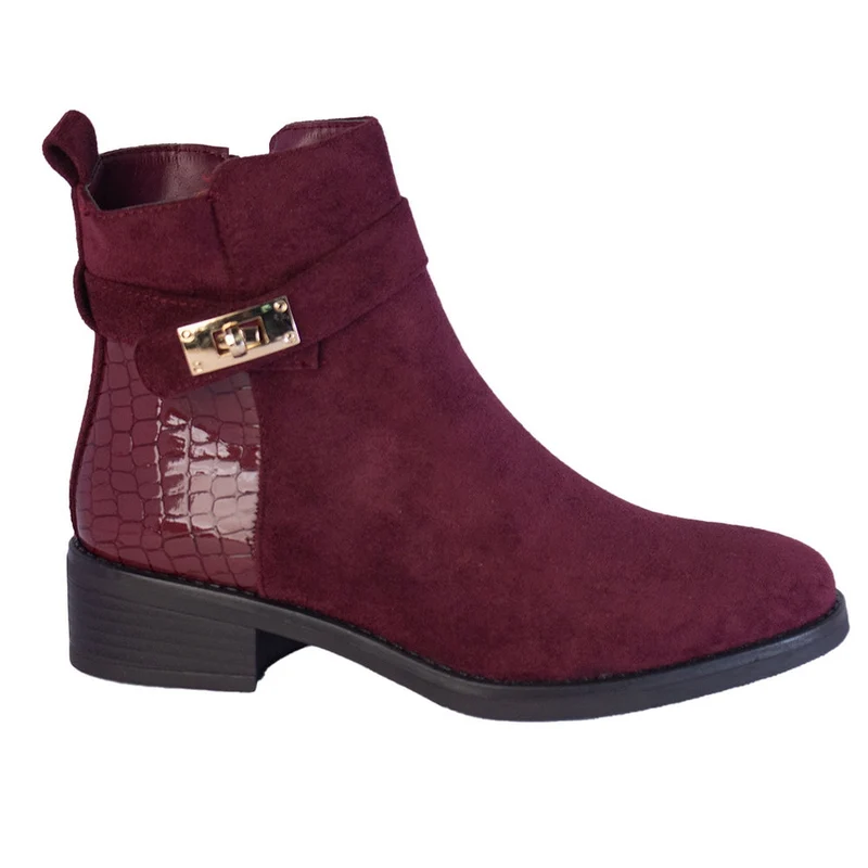 Europeon Union Women Maroon Chamois Half Boot #2271