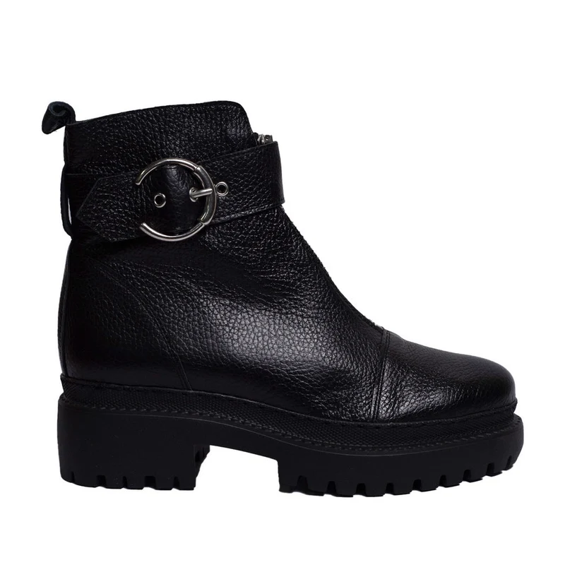 Spanish Women Black Leather Half Boot #0298
