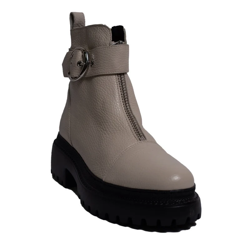 Spanish Women Creamy Leather Half Boot #0297