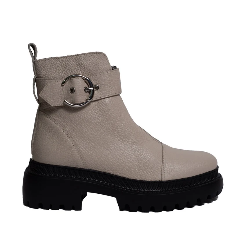 Spanish Women Creamy Leather Half Boot #0297