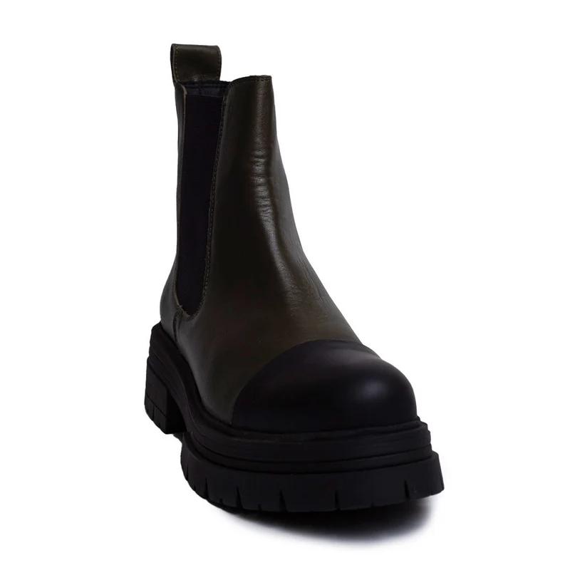 Spanish Women Kaki Leather Half Boot #0292