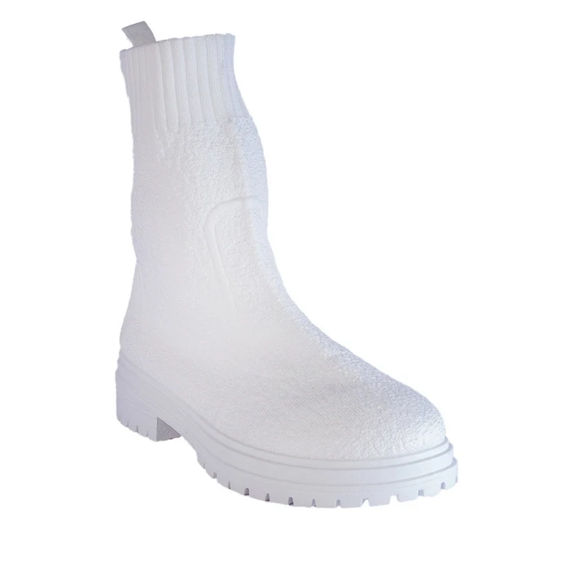 Europeon Union Women White Cloth Half Boot #2304