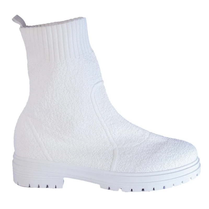 Europeon Union Women White Cloth Half Boot #2304