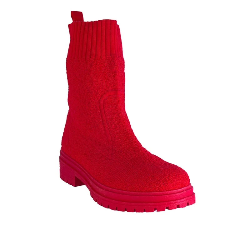 Europeon Union Women Red Cloth Half Boot #2301